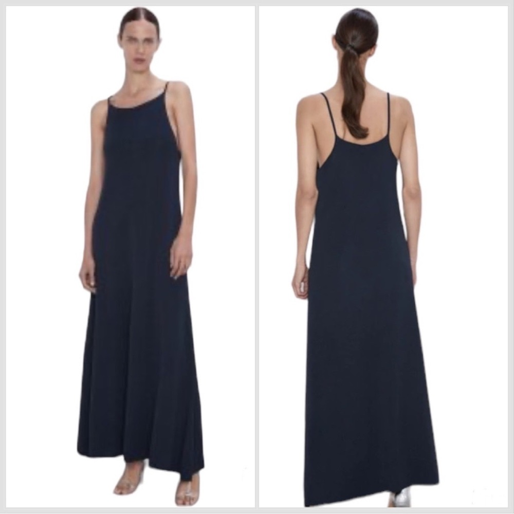 Zara Maxi Dress Size‎ Small Navy Sleeveless Classic Preppy